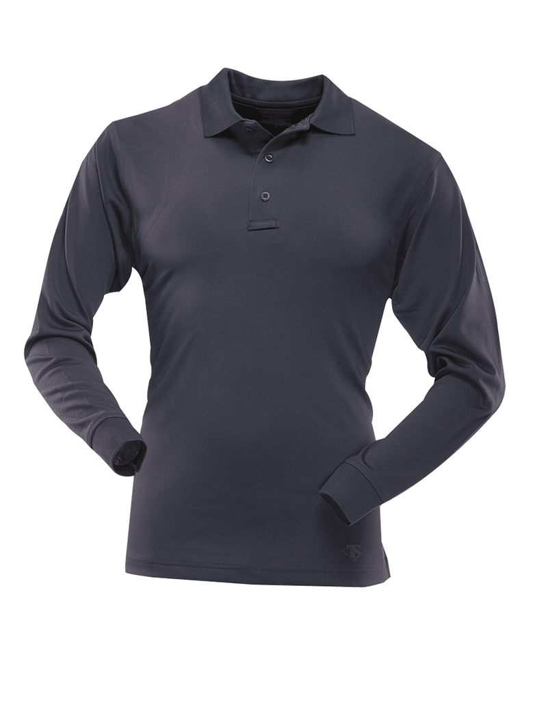 Plain black long 2024 sleeve polo shirt